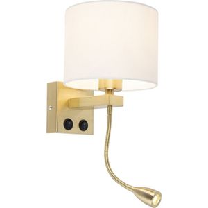 Art deco wandlamp goud met witte kap - Brescia