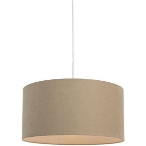 QAZQA Combi - Moderne Hanglamp met Kap - 1 Lichts - Ø 500 Mm - Bruin