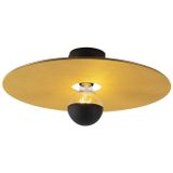 Plafondlamp zwart platte kap geel 45 cm - Combi