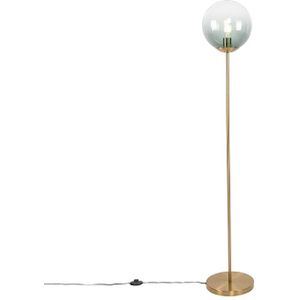 Art deco vloerlamp messing met groen glas - Pallon