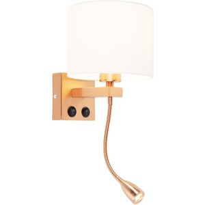 Art deco wandlamp koper met witte kap - Brescia