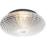 Klassieke plafondlamp zwart met smoke glas 35 cm IP44 - Nohmi