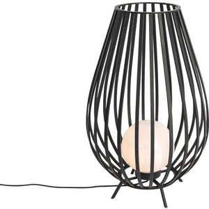Design vloerlamp zwart met opaal 70 cm IP44 - Angela