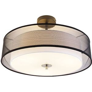 QAZQA drum-neutron - Moderne Plafondlamp - 3 lichts - Ø 500 mm - Zwart - Woonkamer | Slaapkamer | Keuken