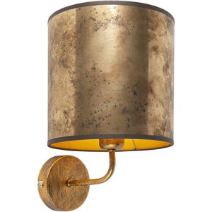 Vintage wandlamp goud met brons velours kap - Matt