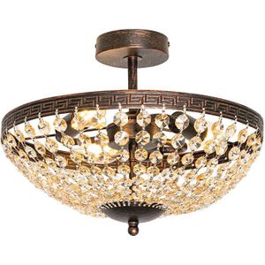 Klassieke plafondlamp brons en kristal 3-lichts - Mondrian