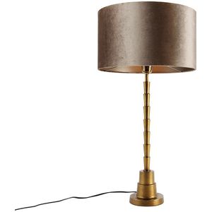Tafellamp brons met velours kap taupe 35cm - Pisos