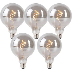 Set van 5 E27 dimbare LED lampen smoke G125 4W 130 lm 1900K