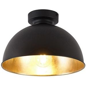 Industriële plafondlamp zwart met goud 28 cm - Magnax