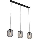 Industriële hanglamp zwart 110 cm 3-lichts - Bliss Mesh