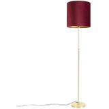 Vloerlamp goud/messing met velours kap rood 40/40 cm - Parte