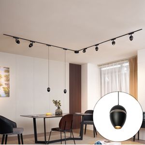 Railsysteem met 6 spots en 2 hanglampen zwart 1-fase - Magnetic Eggy