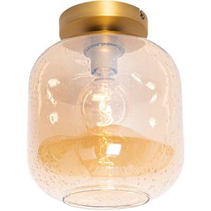 Design plafondlamp messing en amber glas - Zuzanna