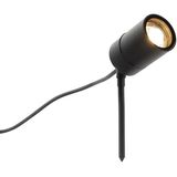 QAZQA Solo - Moderne Priklamp - Prikspot Buitenlamp - 1 Lichts - Ø 6 cm - Zwart - Buitenverlichting