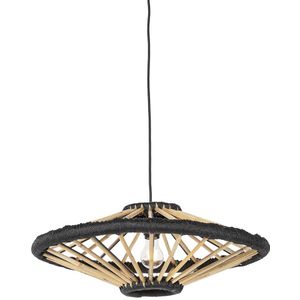 Oosterse hanglamp bamboe met zwart 60 cm - Evalin