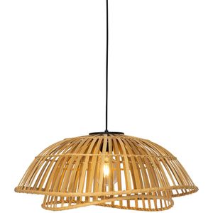 Oosterse hanglamp zwart met naturel bamboe 62 cm - Pua