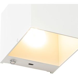 Wandlamp wit incl. LED en touch dimmer oplaadbaar - Joris
