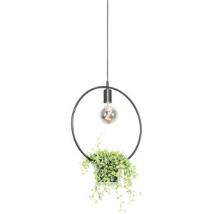 QAZQA roslini - Moderne Hanglamp - 1 lichts - L 40 cm - Zwart - Woonkamers-sSlaapkamers-sKeuken