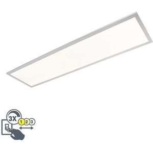 Strakke langwerpige plafondlamp chroom incl. LED IP44 - Flat