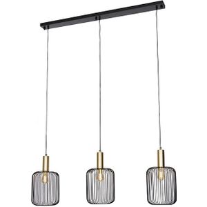 Design hanglamp zwart met goud 3-lichts - Mayelle