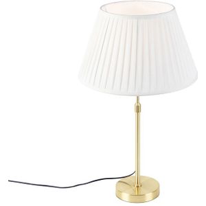 Tafellamp goud/messing met plisse kap crème 35 cm - Parte