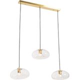 Hanglamp goud met glas langwerpig 3-lichts - Ayesha