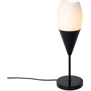 Moderne tafellamp zwart met opaal glas - Drop