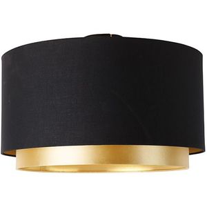 Moderne plafondlamp zwart met goud 47 cm duo kap - Combi