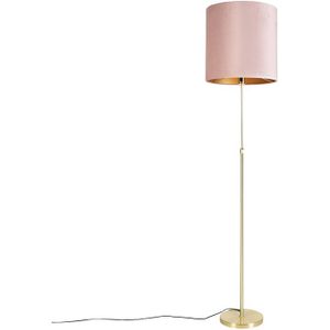 Vloerlamp goud/messing met velours kap roze 40/40 cm - Parte