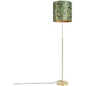 Vloerlamp goud/messing met velours kap pauw 40/40 cm - Parte