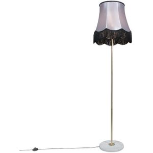 QAZQA Kaso - Retro Vloerlamp - Staande Lamp met Kap - 1 Lichts - H 1750 Mm - Grijs