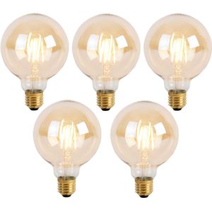 Set van 5 E27 3-staps dimbare LED lamp G95 Goldline 5W 530 lm 2200K