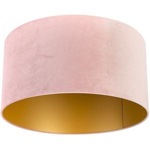 Velours lampenkap roze 50/50/25 met gouden binnenkant