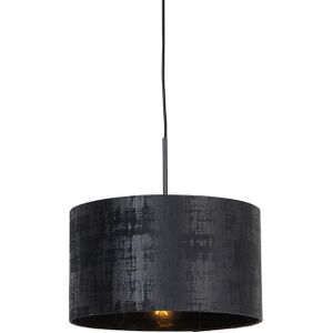 Moderne hanglamp zwart met kap zwart 35 cm - Combi