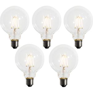 Set van 5 E27 dimbare LED lamp G95 5W 450 lm 2200K