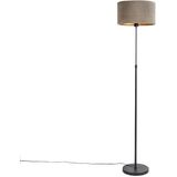 QAZQA Parte Fl - Landelijkee Vloerlamp - Staande Lamp met Kap - 1 Lichts - H 1675 Mm - Taupe