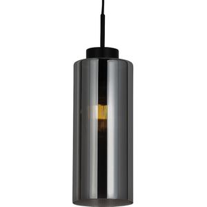 Art Deco hanglamp zwart met smoke glas - Laura