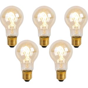 Set van 5 E27 LED lamp spiraal filament A60 goldline 2W 150 lm 2200K