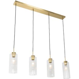 Art Deco hanglamp goud met glas 4-lichts - Laura