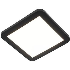 Plafonnière zwart 22,5 cm vierkant incl. LED 3-staps dimbaar IP44 - Steve