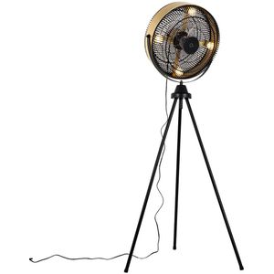 Vloerventilator tripod zwart met goud 4-lichts - Kim