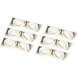 Set van 6 inbouwspots wit GU10 kantelbaar trimless 2-lichts - Oneon