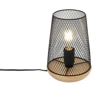 Design tafellamp zwart met hout - Bosk