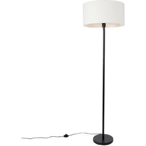 Vloerlamp zwart met kap wit 50 cm - Simplo