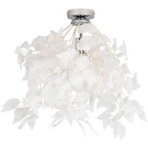 Romantische plafondlamp wit met blaadjes - Feder