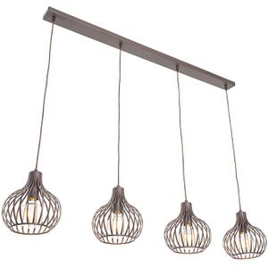 Moderne hanglamp bruin 4-lichts - Saffira
