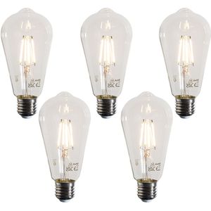 Set van 5 E27 LED lamp filament ST64 helder 4W 470 lm 2700K