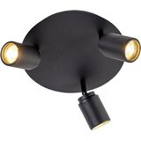 QAZQA ducha - Moderne Plafondlamp voor badkamer - 3 lichts - Ø 250 mm - Zwart -