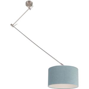 Moderne hanglamp staal met kap mineraal 35 cm - Blitz