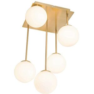 Moderne plafondlamp goud met opaal glas 5-lichts - Athens